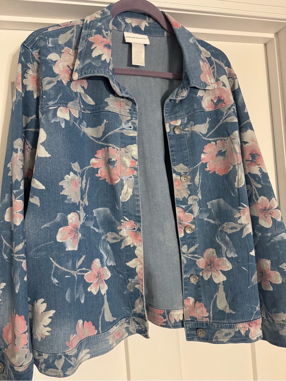 🌸Vintage Alfred Dunner 90’s Floral Denim Oversized Lightweight Jacket | L - Picture 5 of 12
